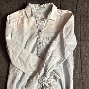 American Eagle Outfitters Pale Blue Casual Button-Down Shirt
